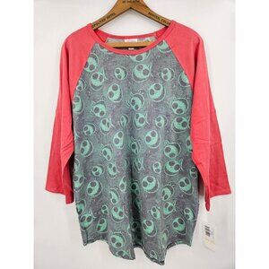 New Lularoe Disney Randy Raglan Tee Womens 3XL Jack Skellington